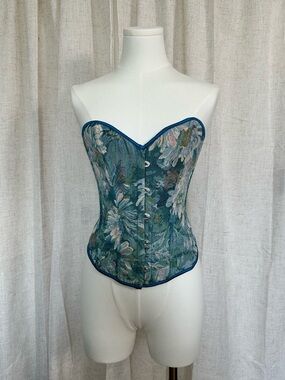 Cider Teal Floral Corset Bustier